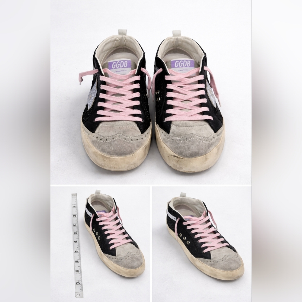 Golden Goose Black, Pink & Gray Low-Top Sneakers with White Star Size 41